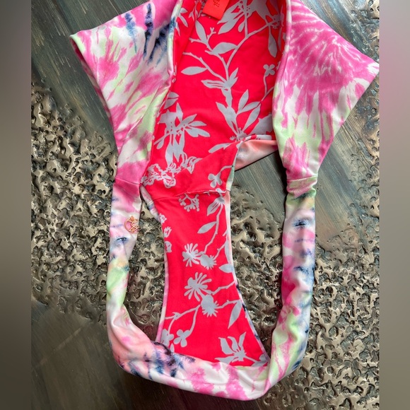 Maaji Rainbows Flirt Thin Side bikini bottoms -tie dye- size large reversible - Picture 7 of 10